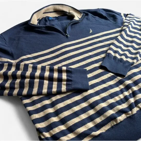 Nautica Navtech Striped Quarter-Zip Sweater XXL - Picture 5 of 7
